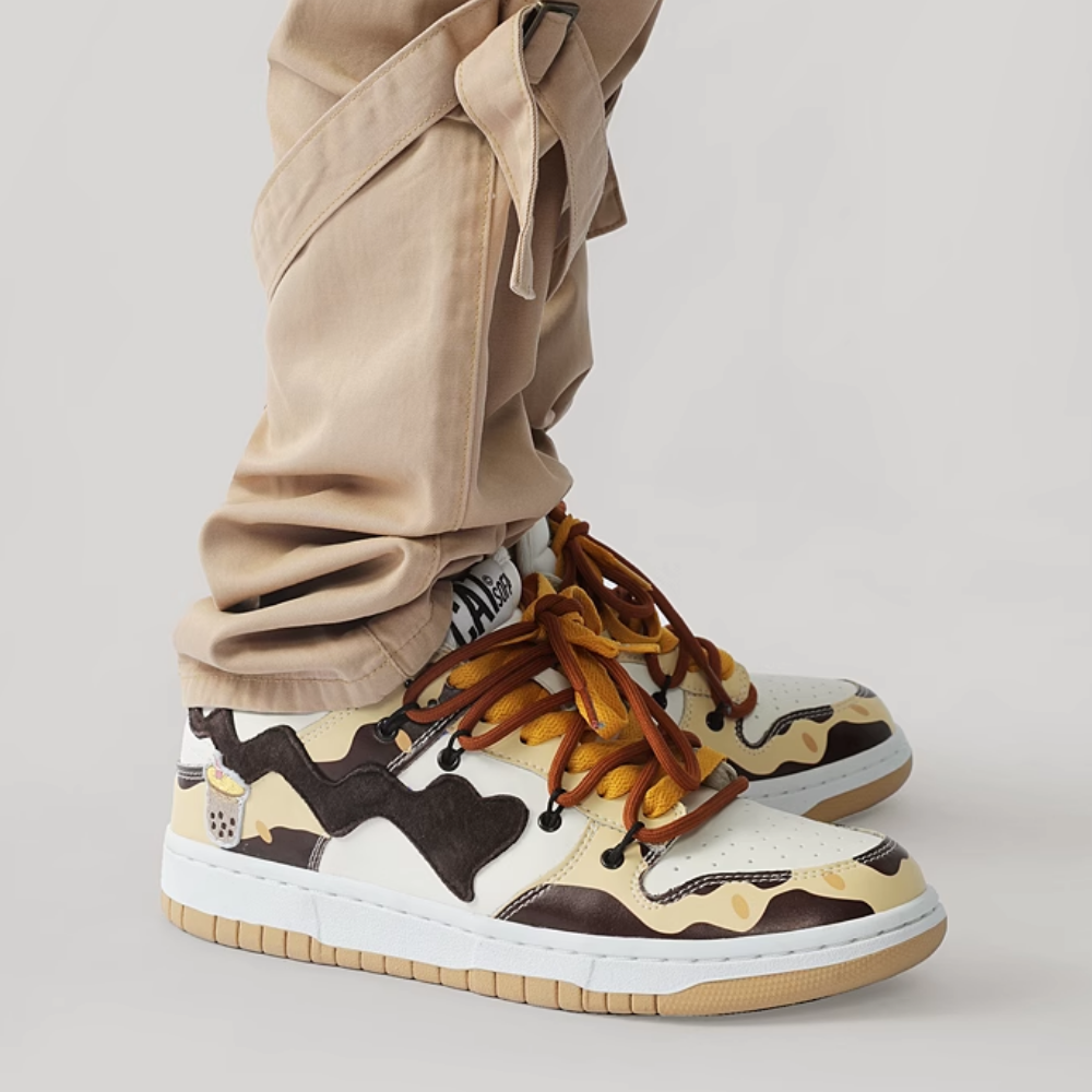 H-Block |Cute Bobo Milk Tea Heart Canvas Sneakers