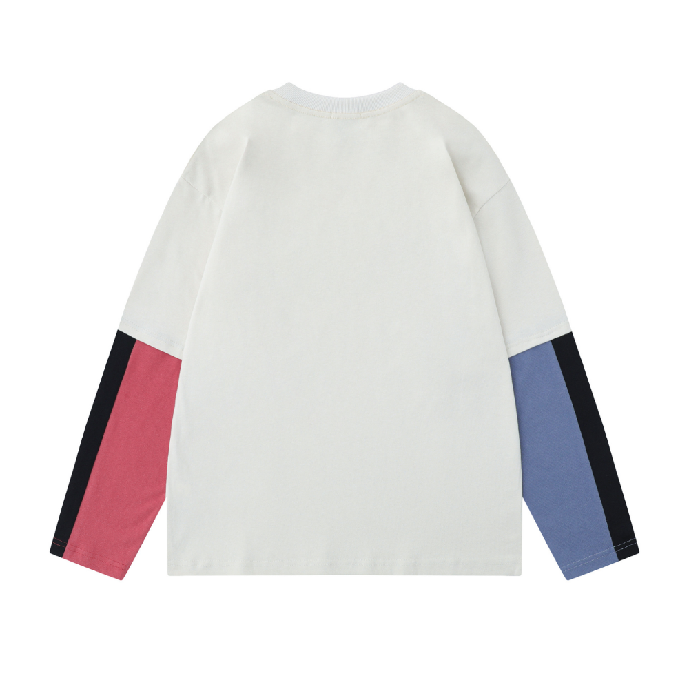 American Contrast Color Fake Two-Piece Sweatshirt
