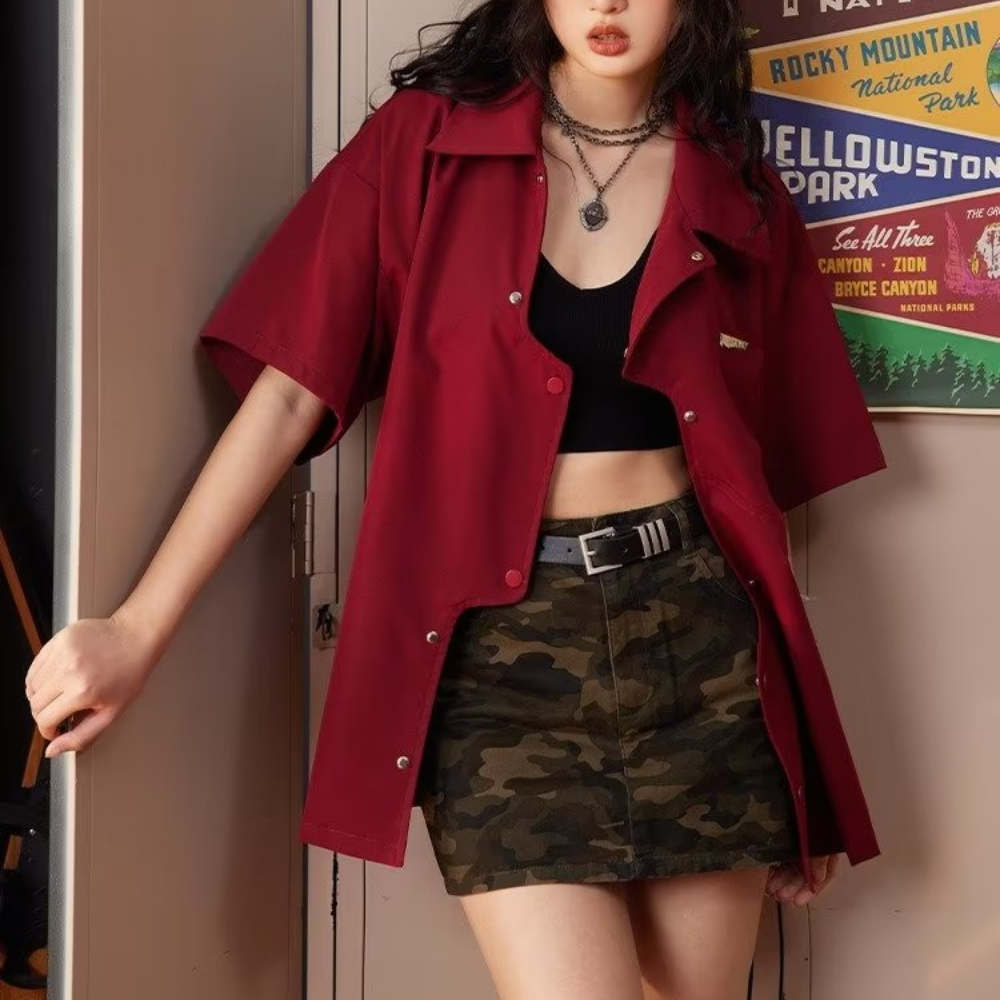 Vintage Solid Irregular Cut Shirt