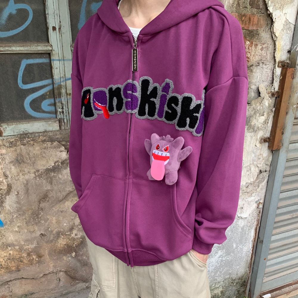 Gengar Doll Towel Embroidery Hoodie