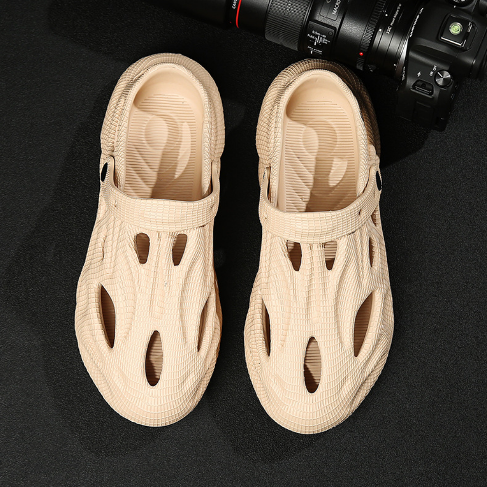 High Street Solid Color Hollow Sandals