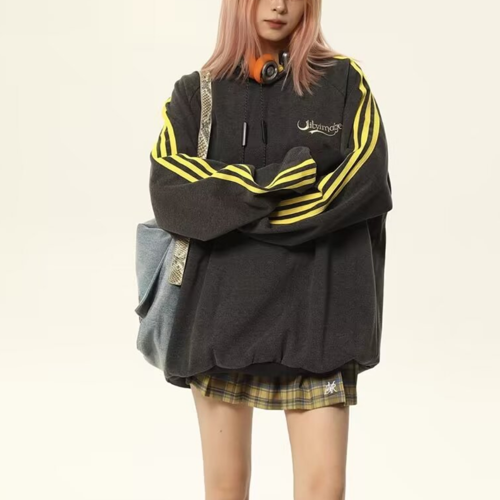 Women's High Street Striped Contrast Sweatshirt