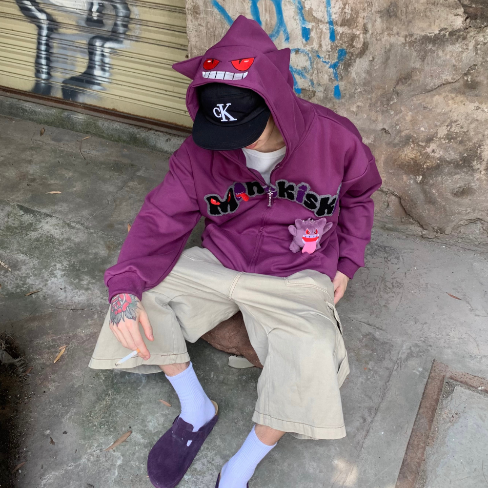 Gengar Doll Towel Embroidery Hoodie