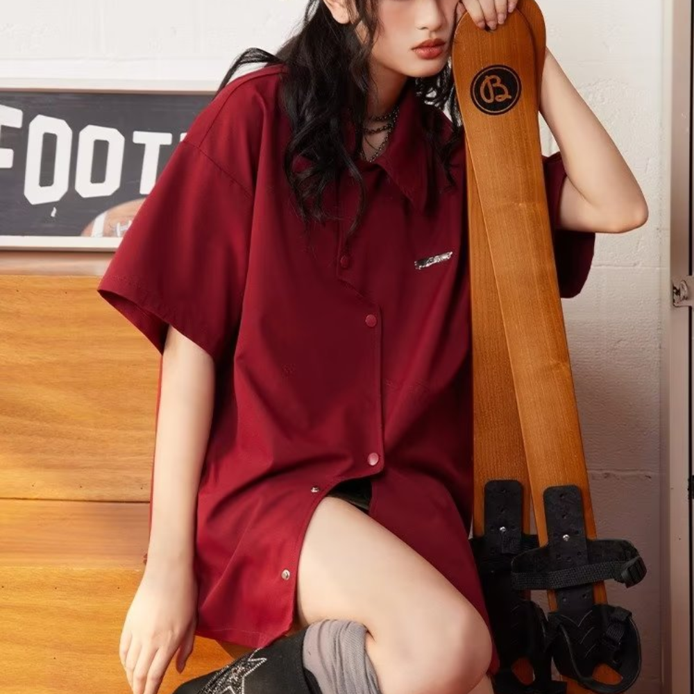 Vintage Solid Irregular Cut Shirt