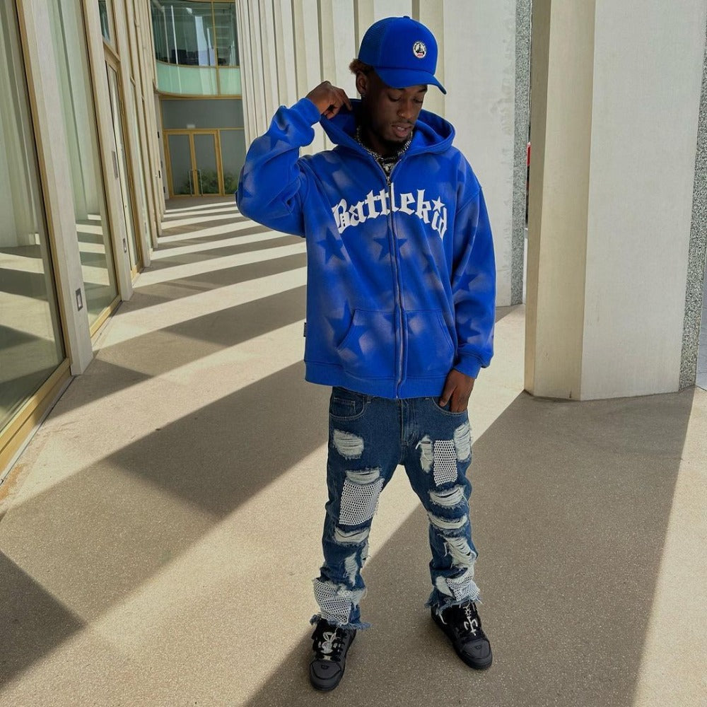 Hip Hop Ripped Mesh Jeans