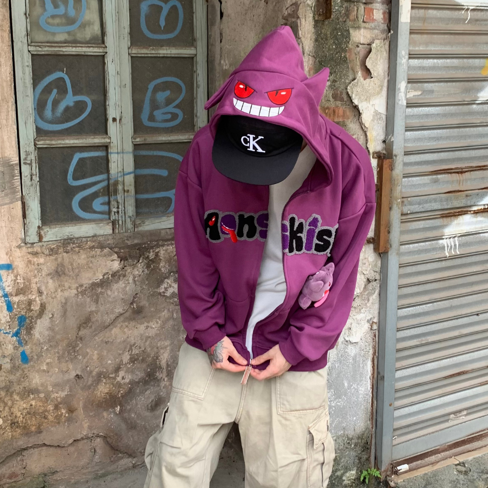 Gengar Doll Towel Embroidery Hoodie