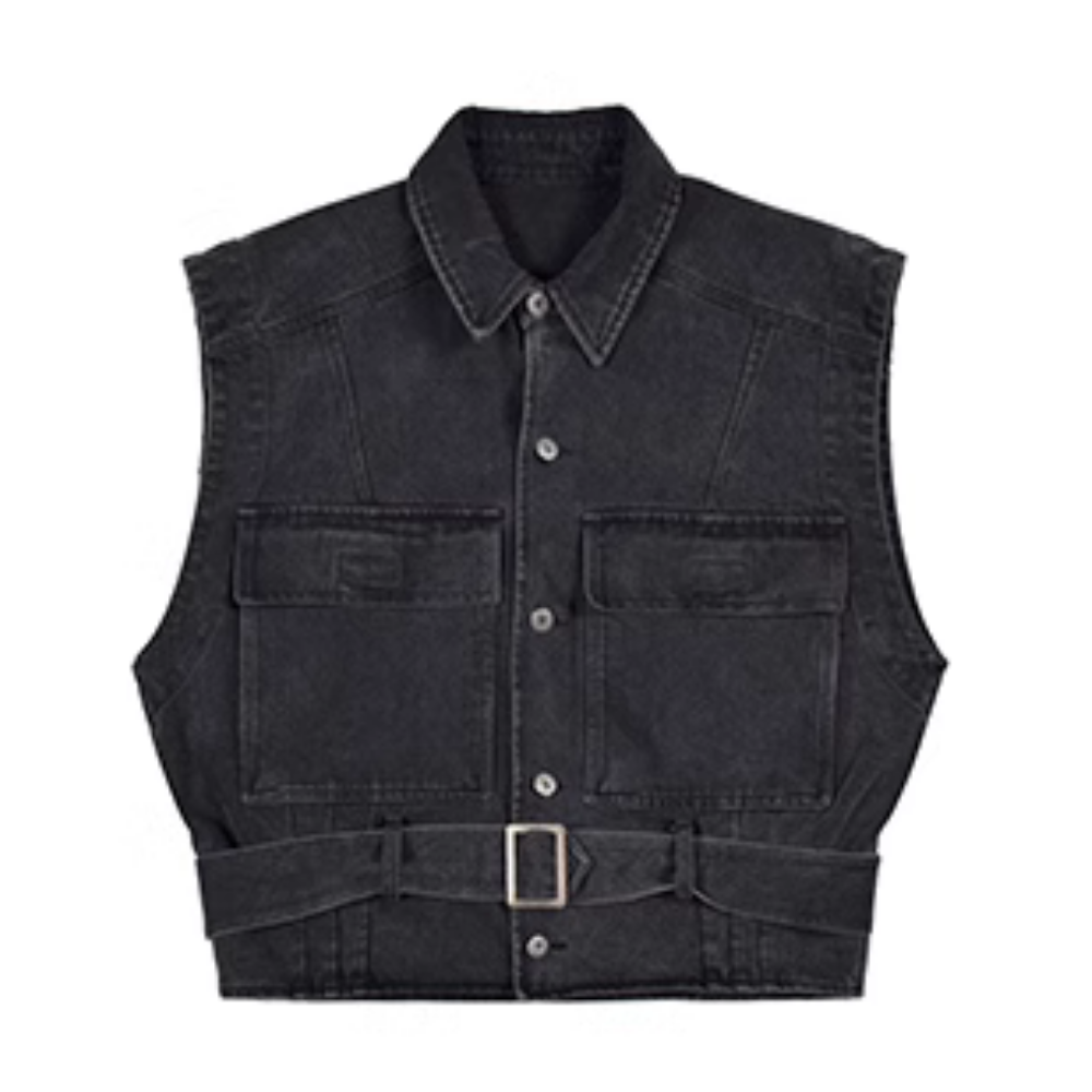 High Street Multi-Pocket Cargo Denim Vest
