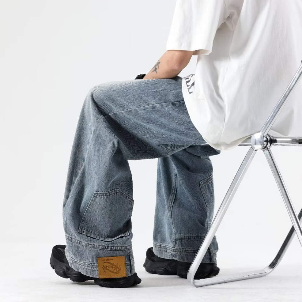 Vintage Washed Reverse-Wear Jeans