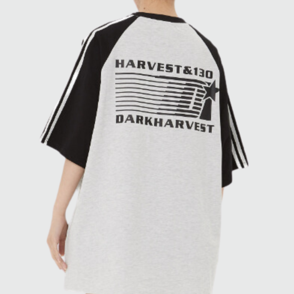 American Letter Patchwork Striped T-shirt