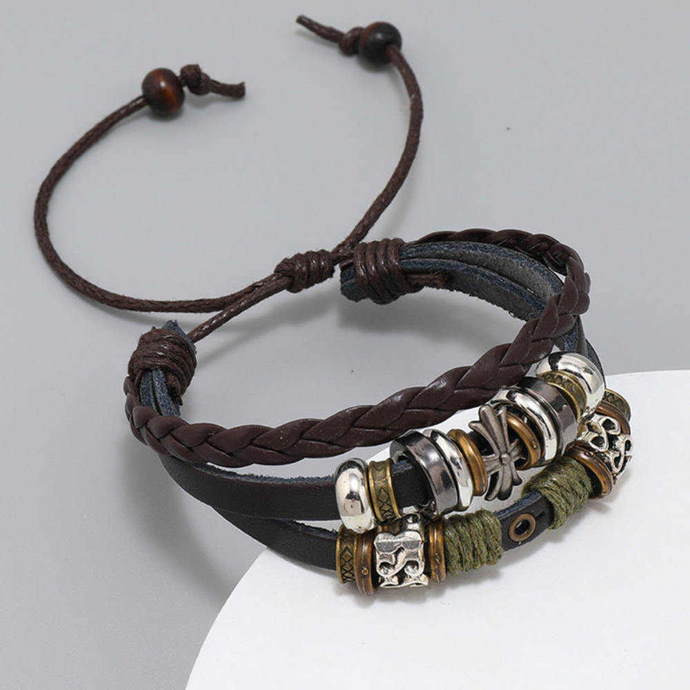 Star Beaded Leather Bracelet
