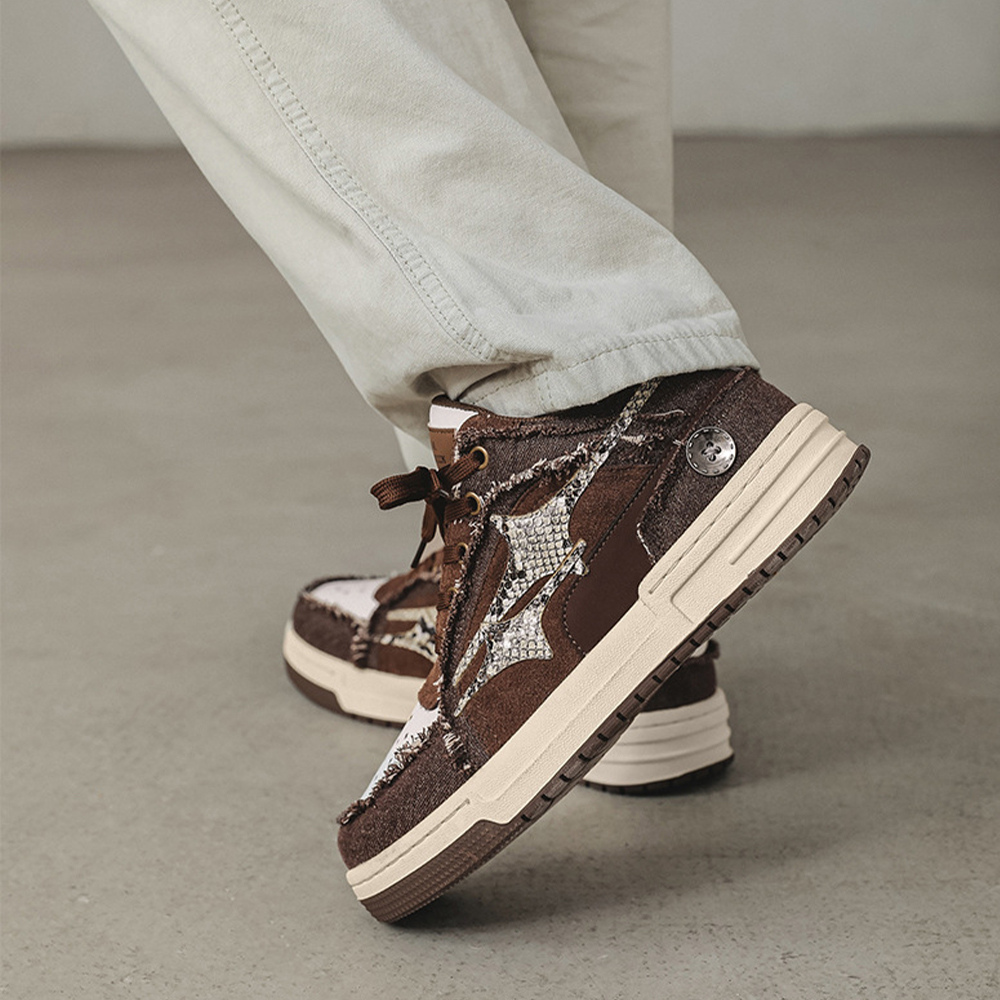 Cyber Envoy | Retro Stellar Denim Distressed Sneaker