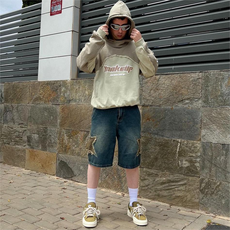 Street Trendy Star Patchwork Denim Shorts
