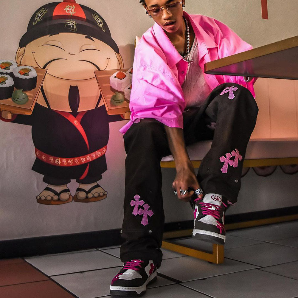 H-Block |Vintage High Street Cross Embroidery Casual Shoes