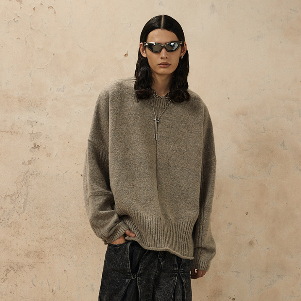 Simple Solid Color Knitted Sweater