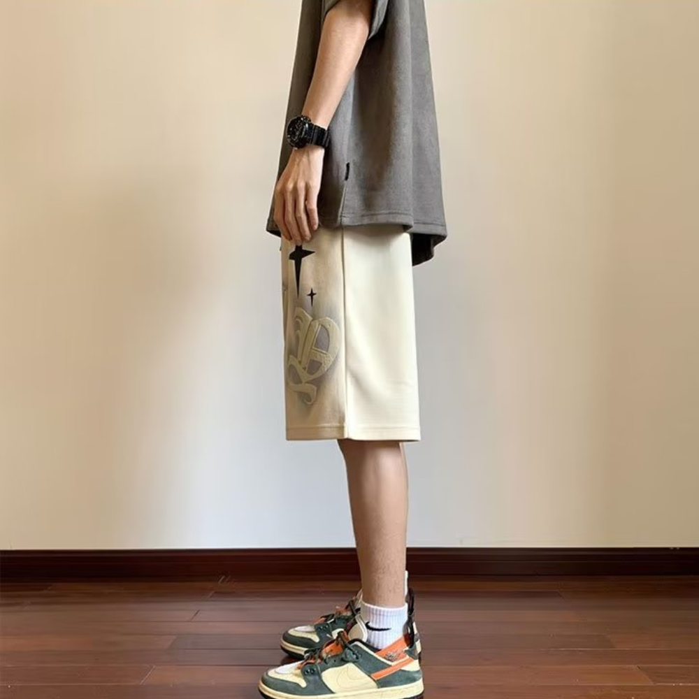 High Street Loose Gothic Letter Shorts