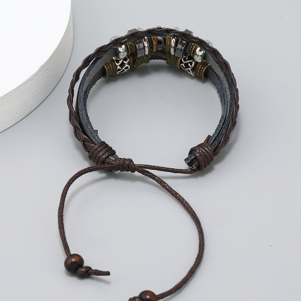 Star Beaded Leather Bracelet