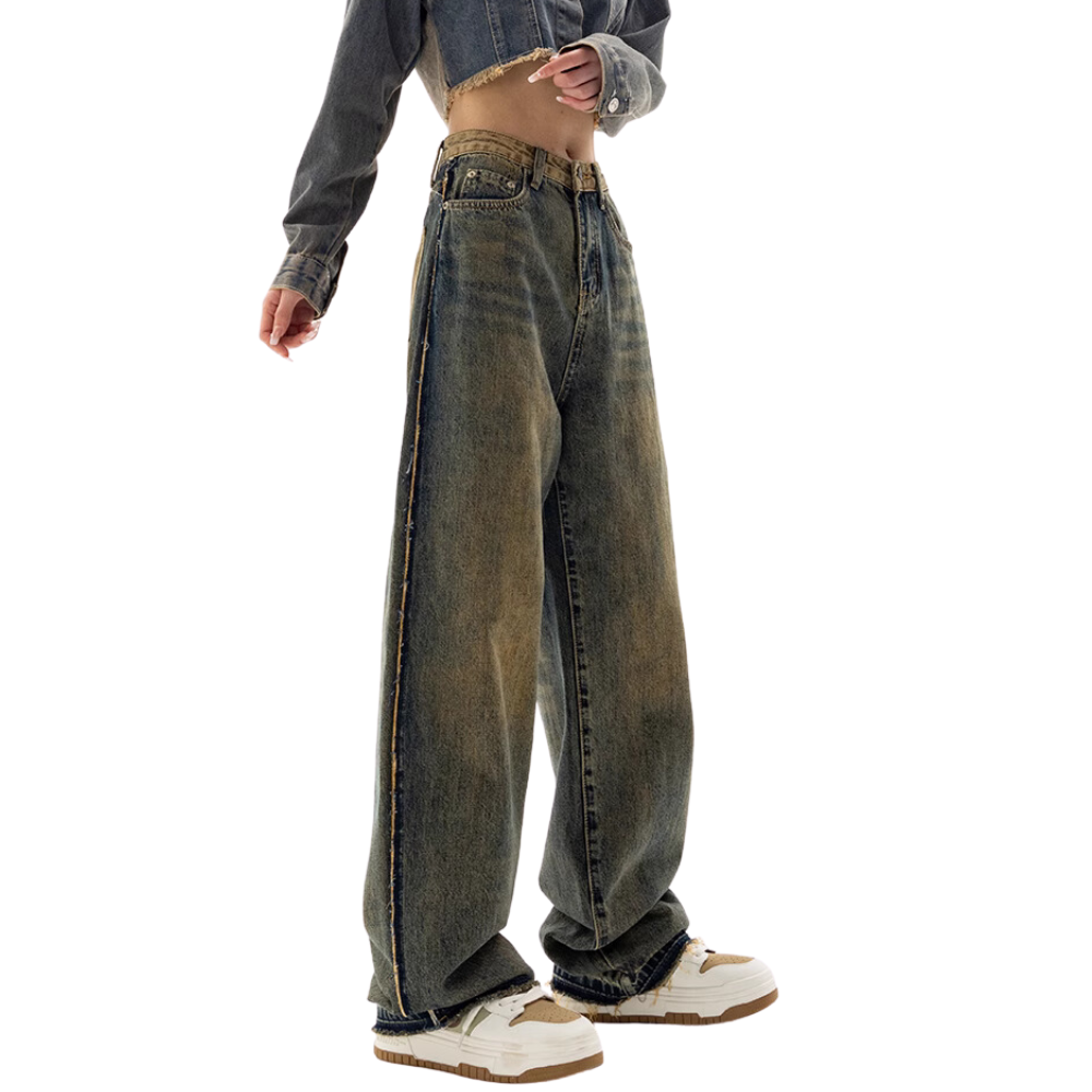 Women's Distressed Vintage Raw Edge Jeans