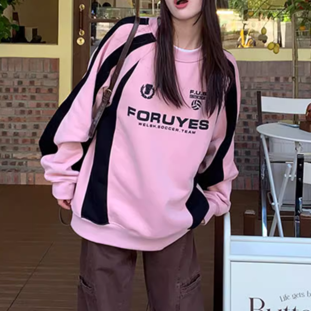 Women's Pink Letter Sweatshirt