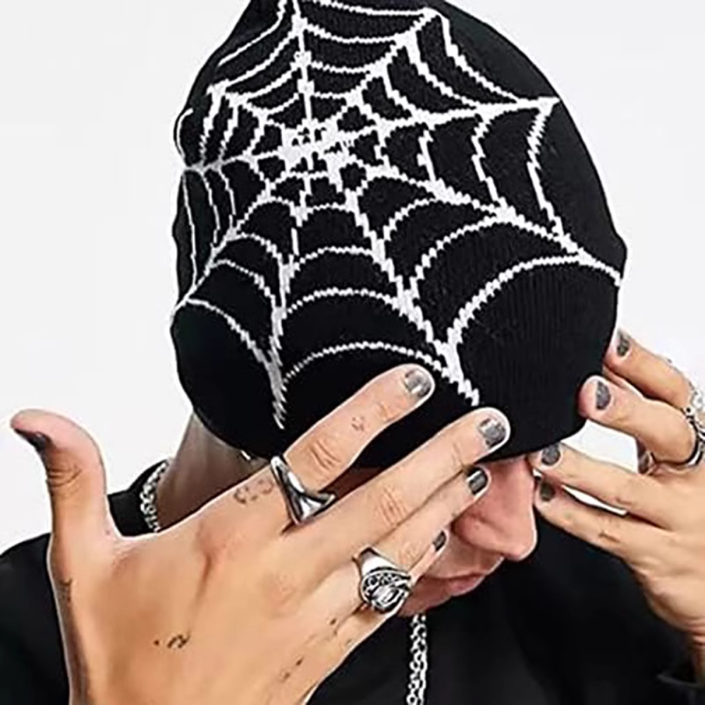 Y2K Spider Web Knit Hat