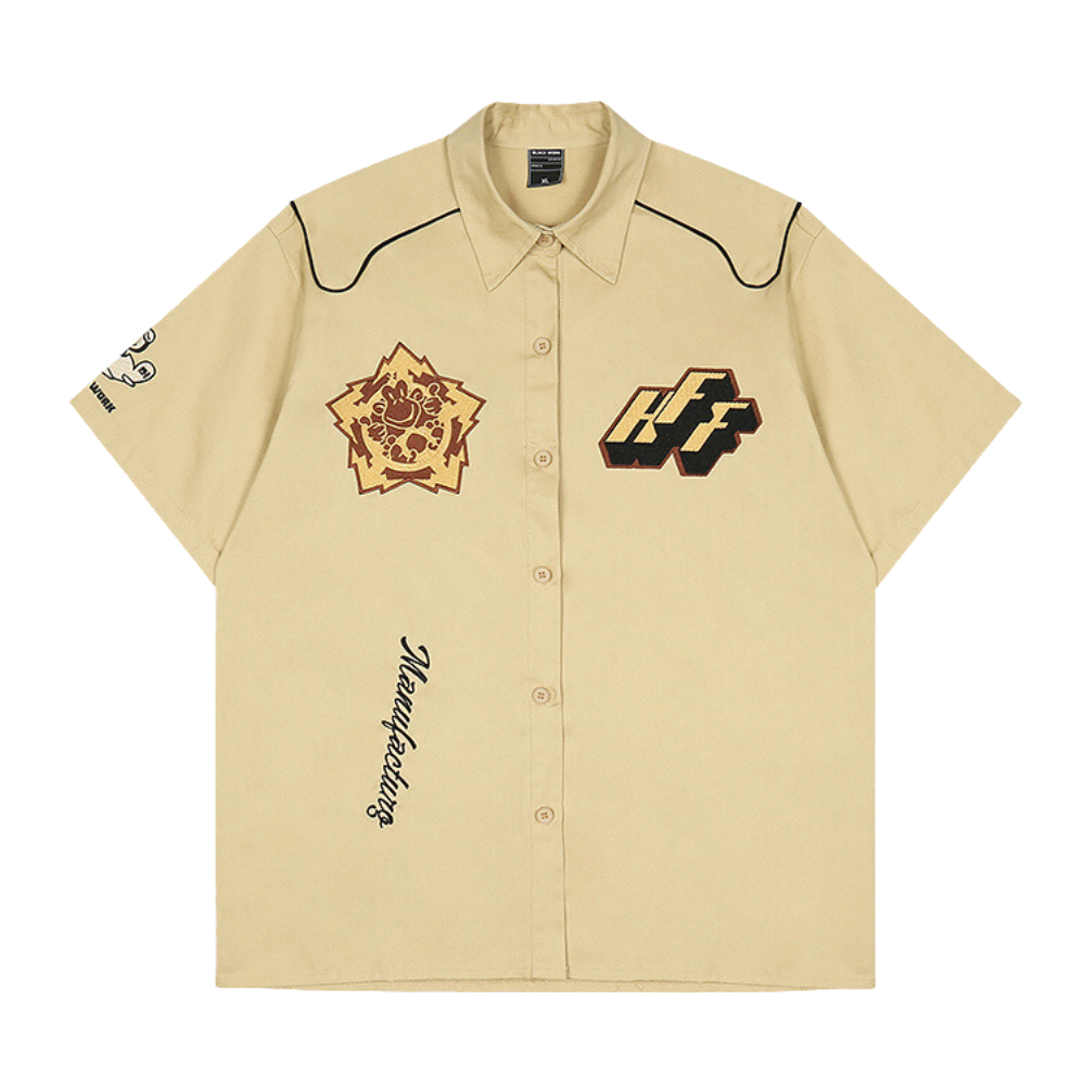 Street Black Alphabet PU Shirt