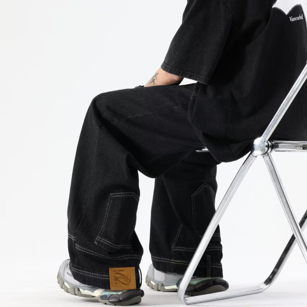 Vintage Washed Reverse-Wear Jeans