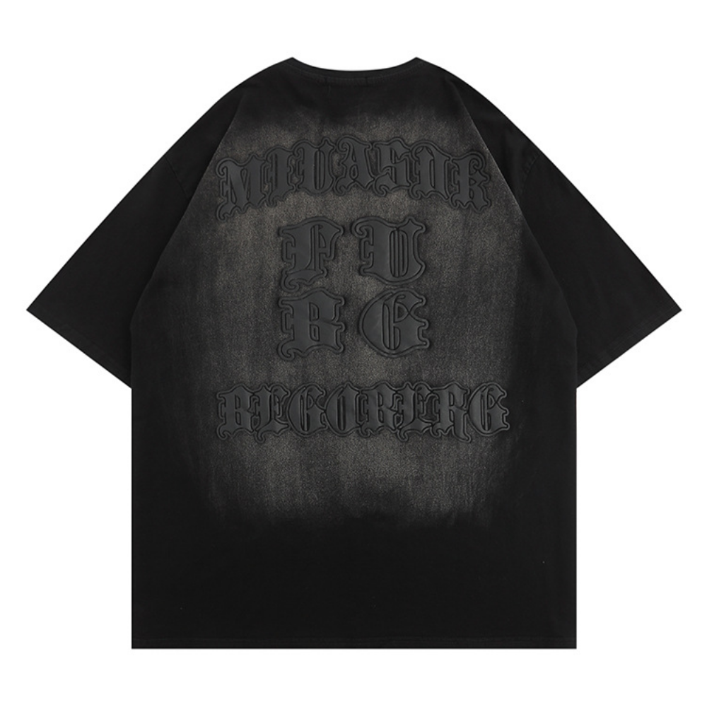 Retro 3D Gothic Lettering Washed T-shirt