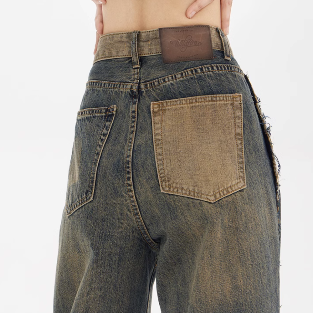 Women's Distressed Vintage Raw Edge Jeans
