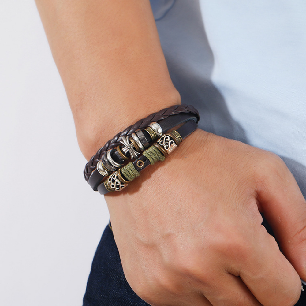 Star Beaded Leather Bracelet