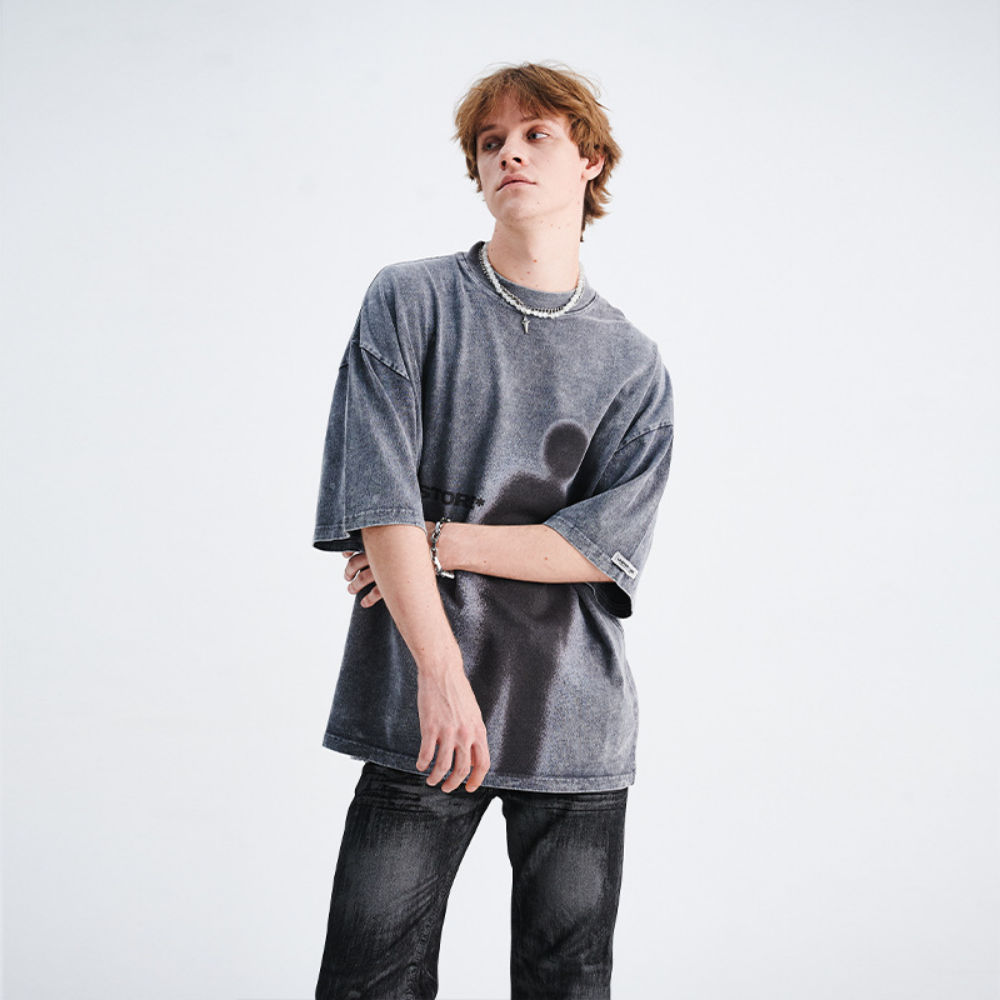 Portrait Print Washed T-Shirt