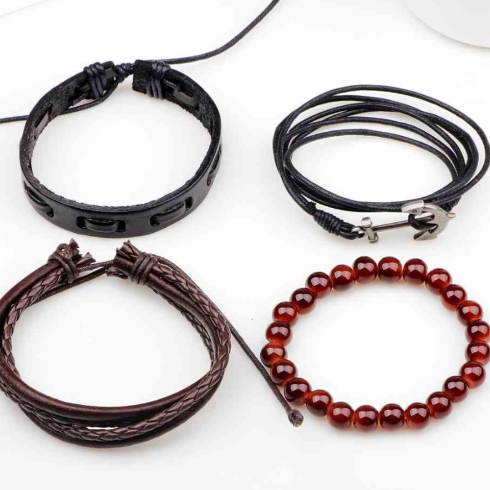 Vintage Braided Anchor Leather Bracelet