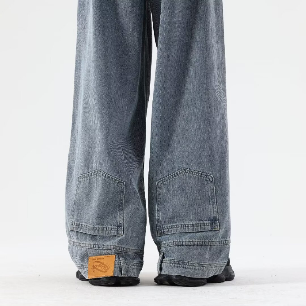 Vintage Washed Reverse-Wear Jeans