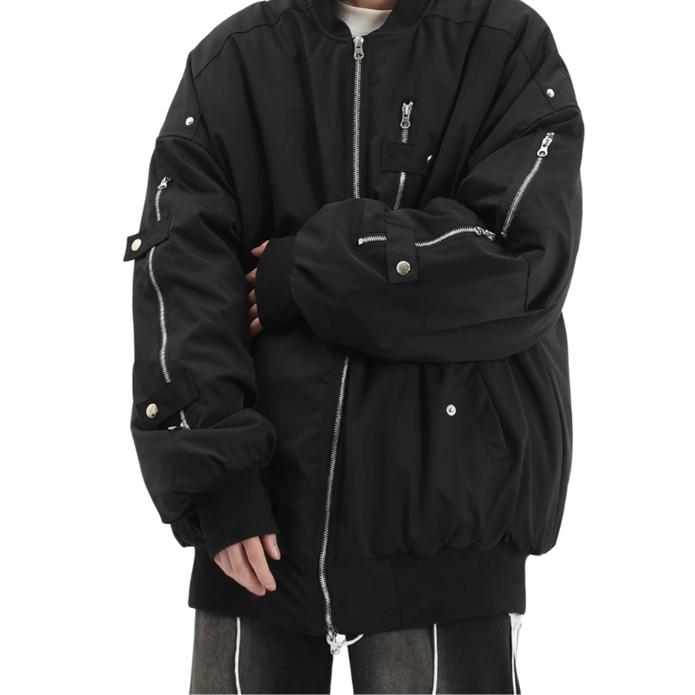 High Street Zippered Multi-Pocket Tech Jacket