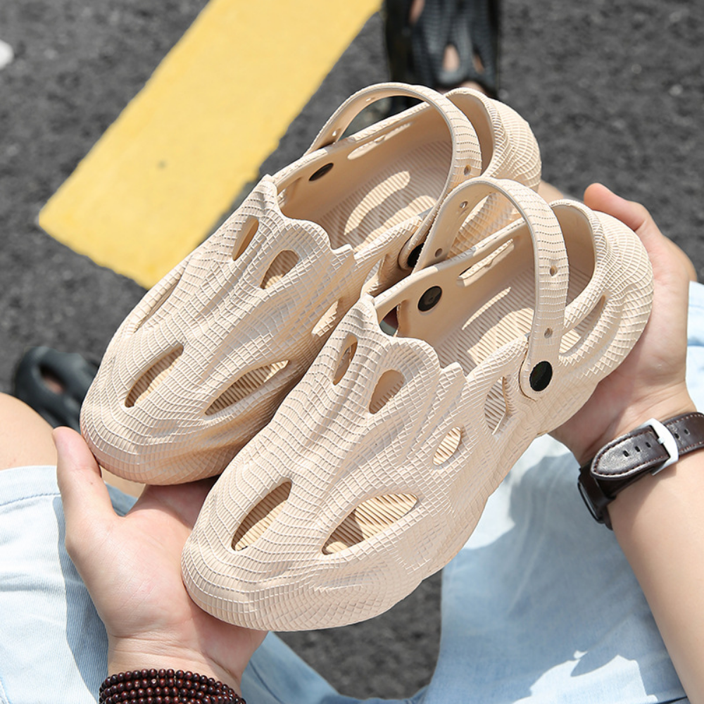High Street Solid Color Hollow Sandals