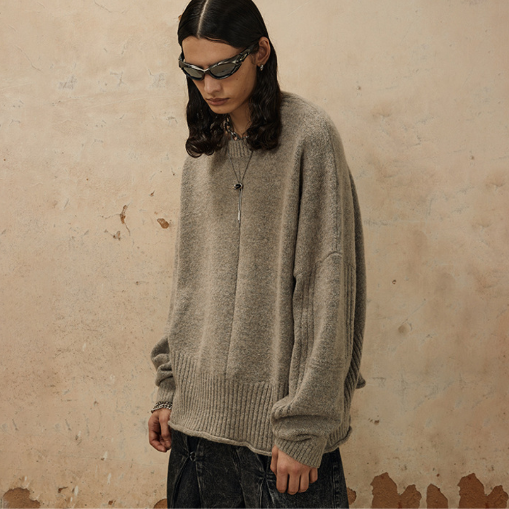 Simple Solid Color Knitted Sweater