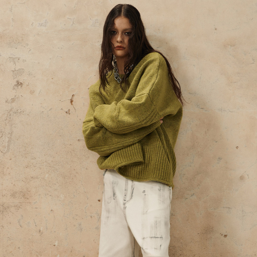 Simple Solid Color Knitted Sweater