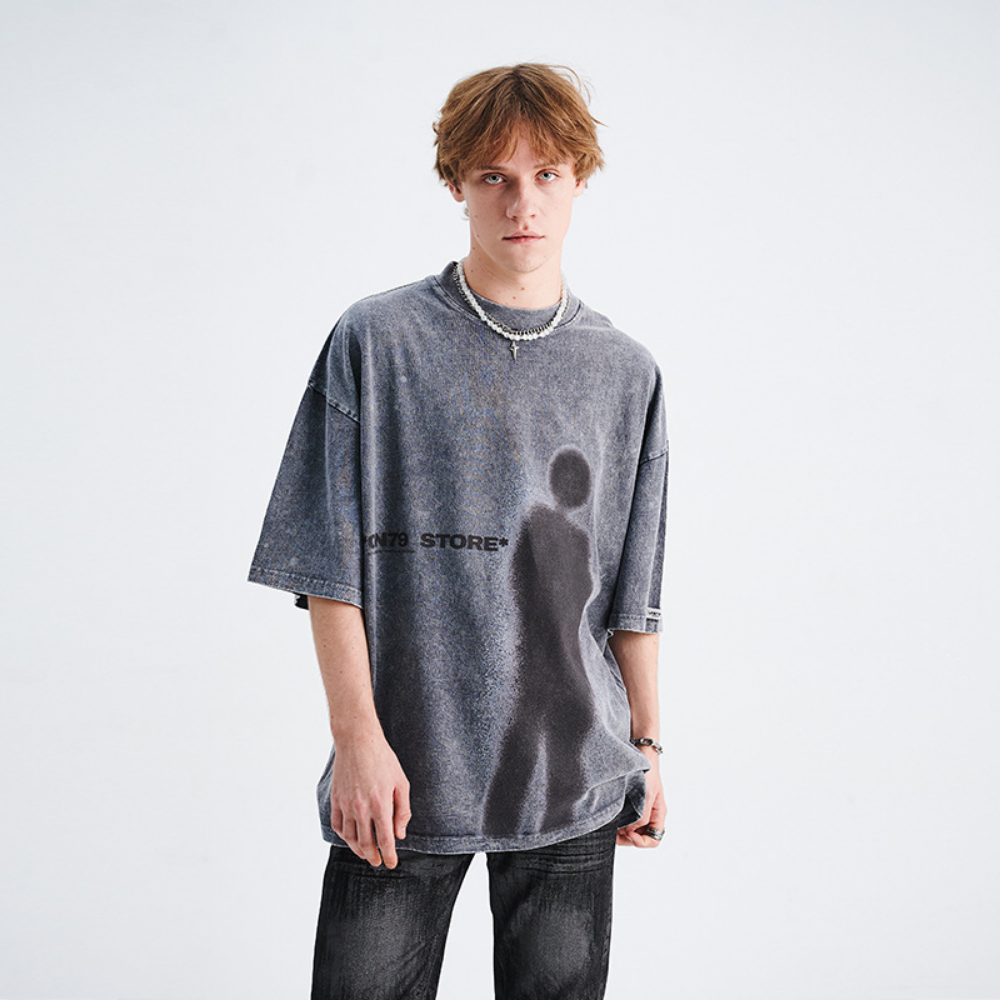 Portrait Print Washed T-Shirt