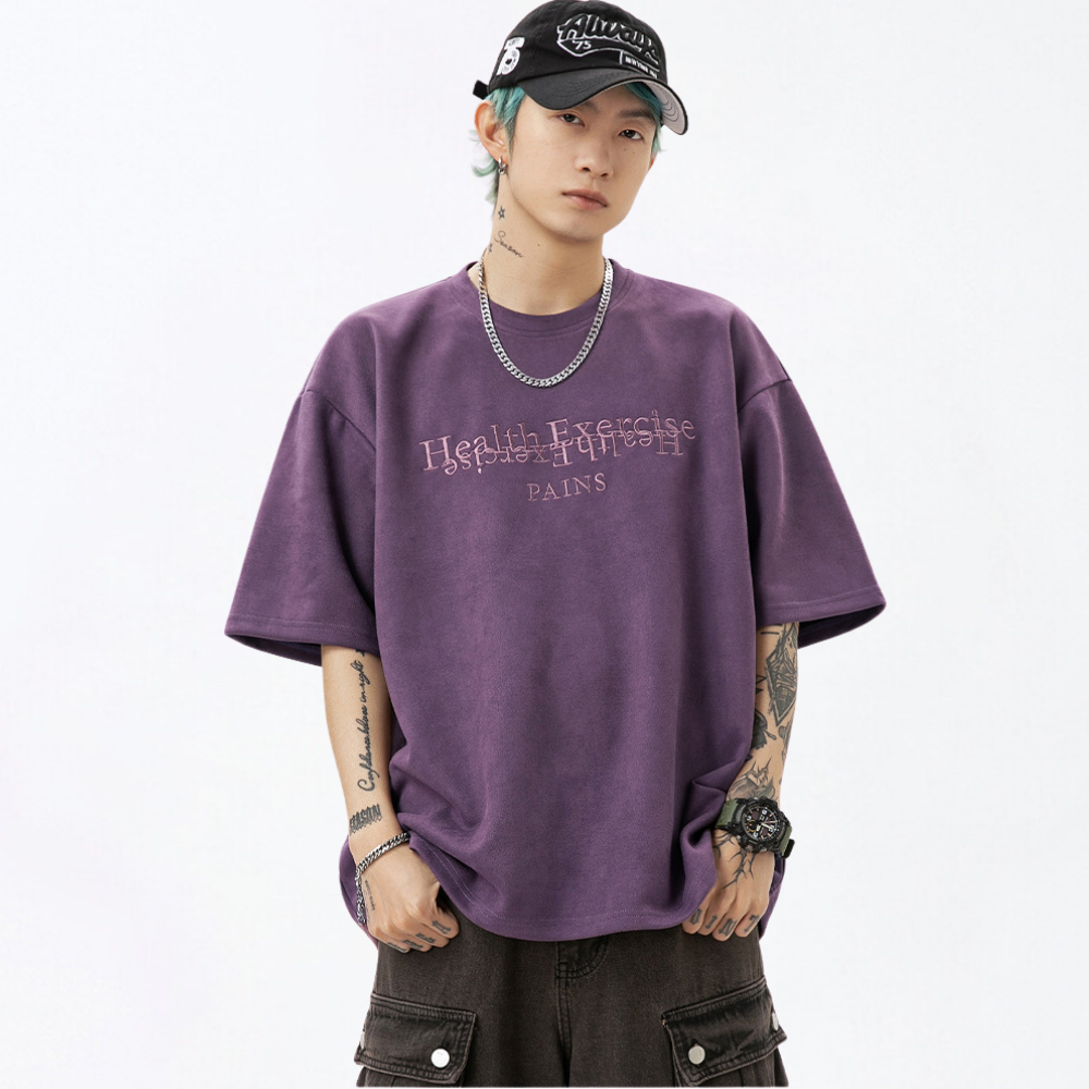 Suede Heavy Embroidery Suede T-Shirt