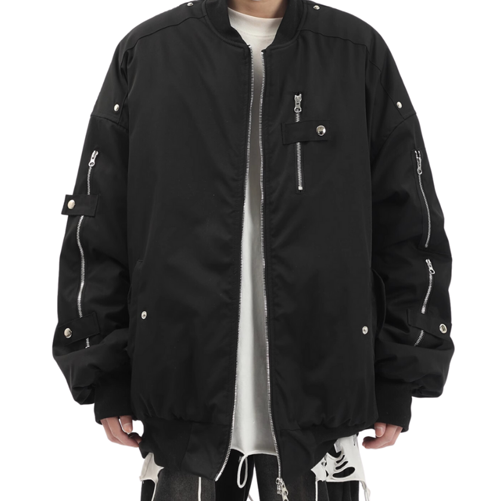 High Street Zippered Multi-Pocket Tech Jacket