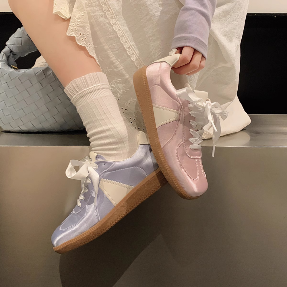 Women's Casual Satin Square Toe Sneakers