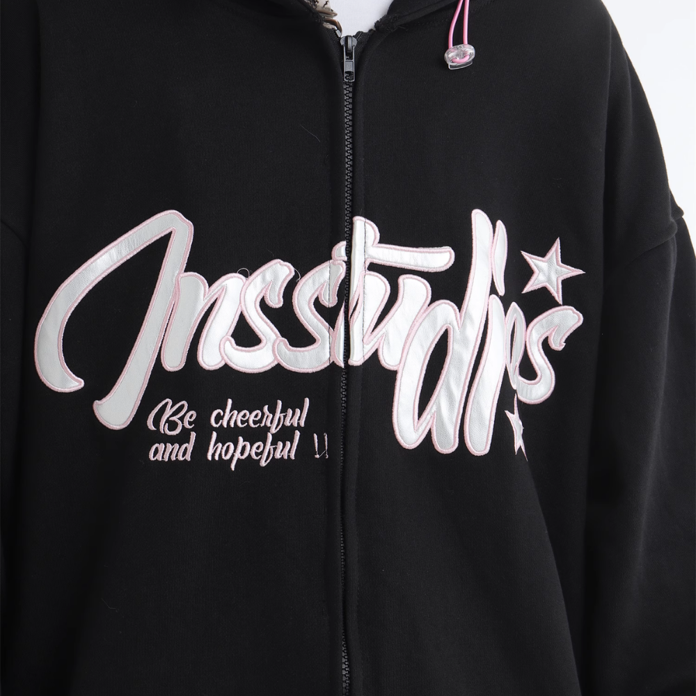 Pink Alphabet Patch Hoodie