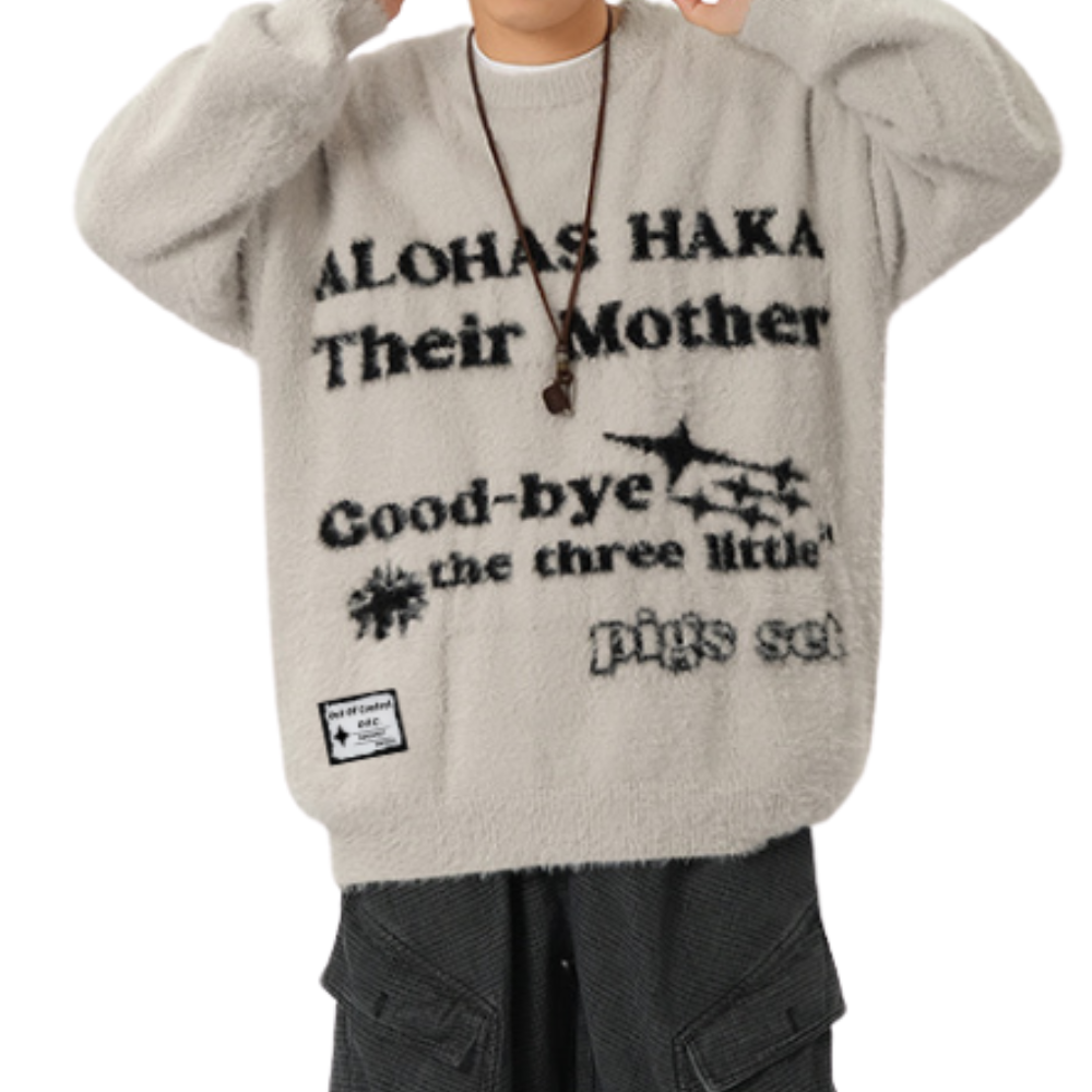 OOC' Vintage Jacquard Mohair Lettering Sweater
