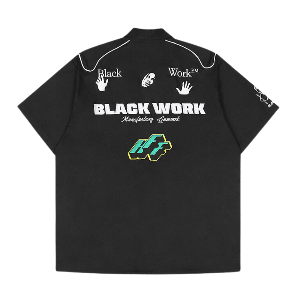 Street Black Alphabet PU Shirt