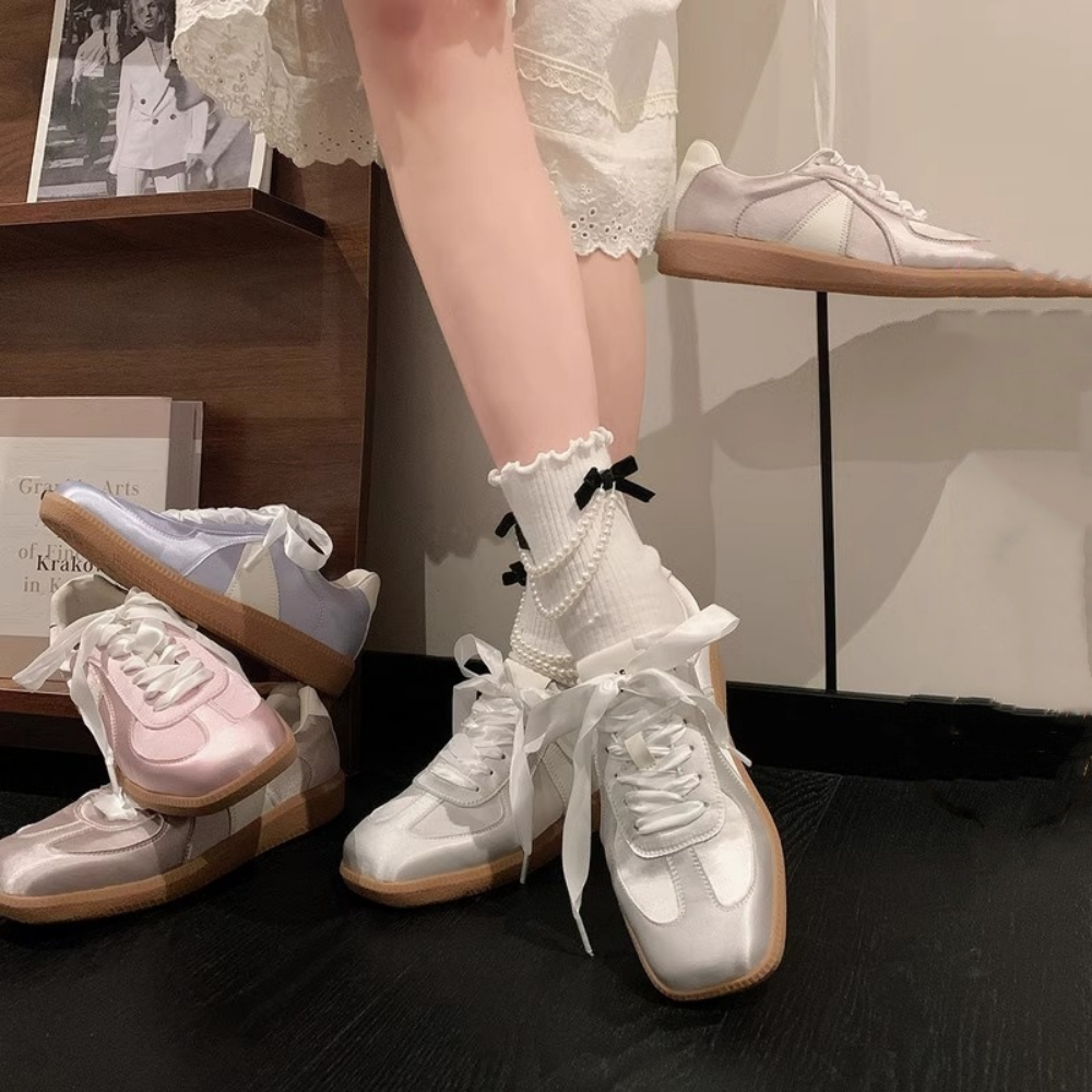 Women's Casual Satin Square Toe Sneakers