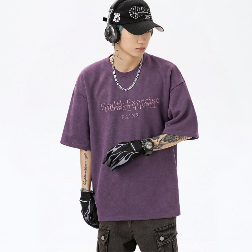 Suede Heavy Embroidery Suede T-Shirt