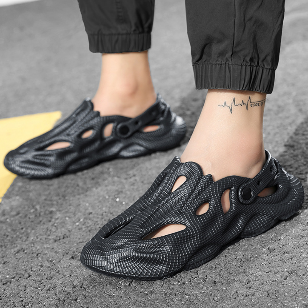 High Street Solid Color Hollow Sandals