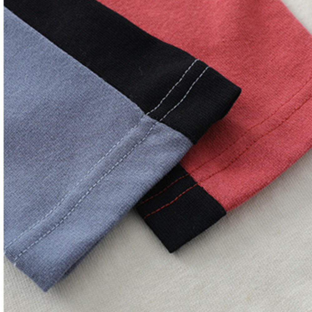 American Contrast Color Fake Two-Piece Sweatshirt