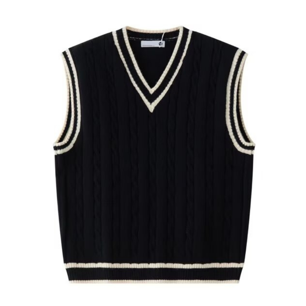 Casual V-Neck Cable Knit Vest