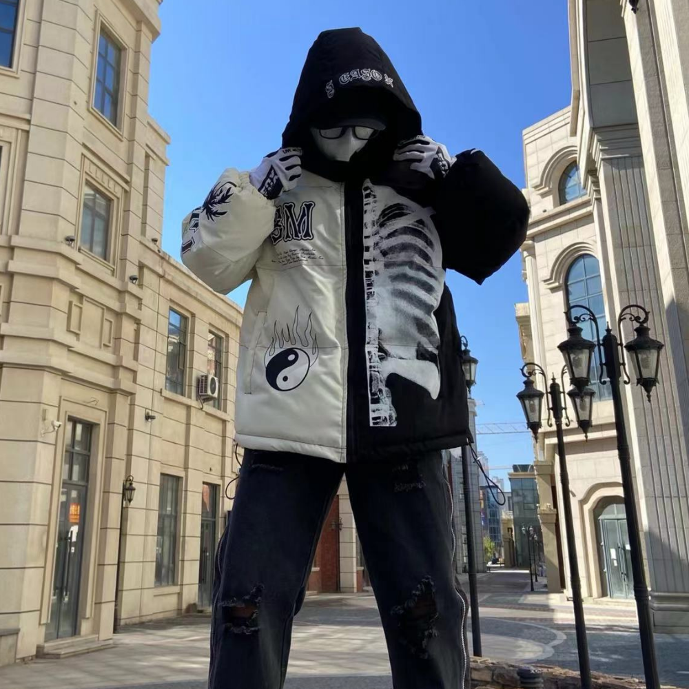 High Street Skeleton Tai Chi Hooded Coat