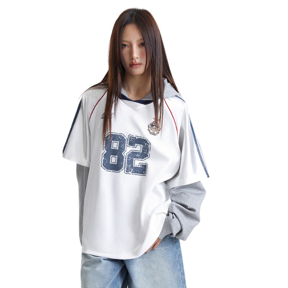 【MADE EXTREME】Sports Fake Two-Piece Hooded Sweatshirt