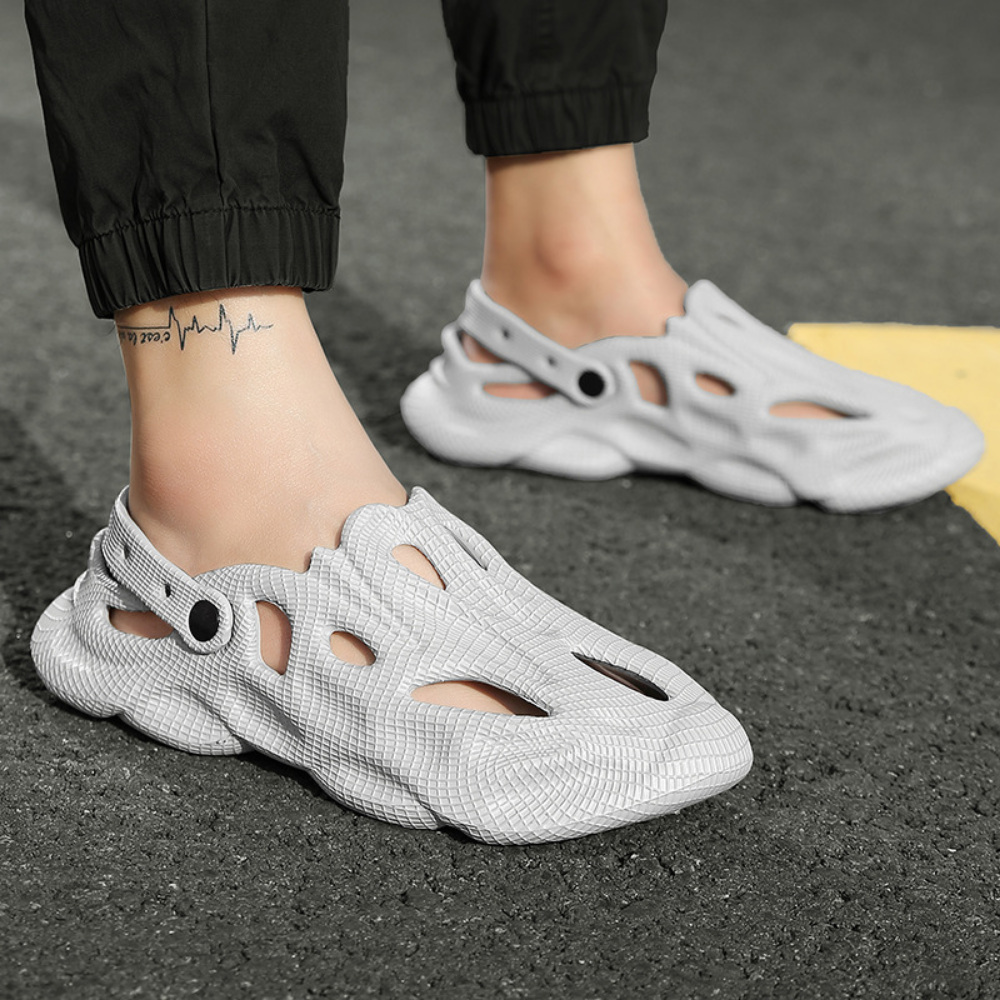 High Street Solid Color Hollow Sandals